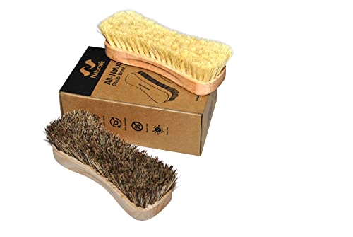 Naturolic All-Natural Wooden Scrub Brush Set | Wooden Handle | Tampico And Palmyra Bristles | Eco Friendly Cleaning Products | Pack Of 2 #TOP4