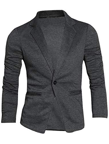 uxcell Men's Father's Day Notched Lapel Long Sleeve Single Button Closure Blazer One Button Dark Gray M (US 40)