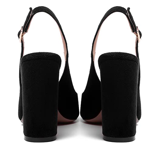 MERRORI Womens Slip On Block Elegant Suede Pointed Toe Bridal Dress Chunky High Heel Pumps Shoes 4 Inch4