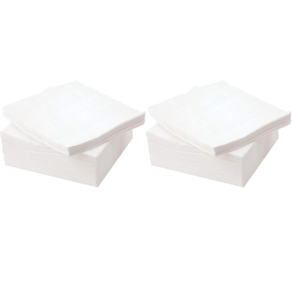 (Pack of 200) Tissue Paper - Soft Serviettes Napkins | 1Ply Square Tissue, White Cocktail Napkins | Kitchen Towels 29 x 29 cm Disposable White Papers, Ideal for Weddings Home Office Catering Cafe