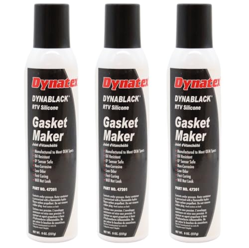 Image of Dynatex DynaBlack RTV Silicone Gasket Maker 8oz Auto Can - 500F High Temperature, Sensor Safe, Low Odor, and Non-Corrosive Silicone Sealing Compound Made in the USA (3-Pack)