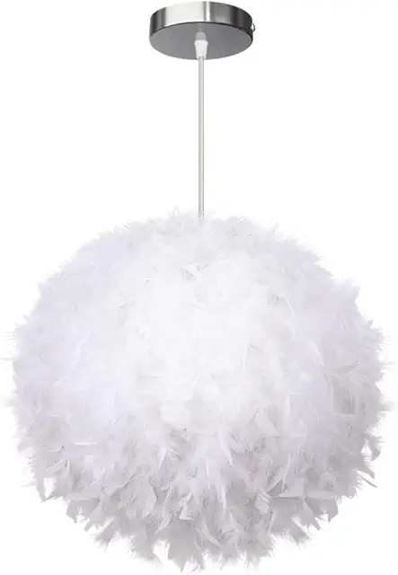 White Feather Pendant Light Chandelier for Bedroom, Living Room, and Hallway