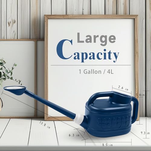 Image of 1 Gallon Watering Can, Garden Watering Can Outdoor, Plant Water Can with Removable Long Spout and Stainless Steel Sprinkler Head, Plastic Indoor Watering Cans for Gardening Flower Plants