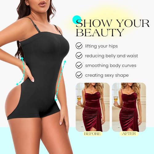Image of Strapless Shapewear for Women Tummy Control Seamless Jumpsuit Shapewear | Bodysuit Butt Lifter Thigh Slimmer Body Shaper Seamless Under Dresses