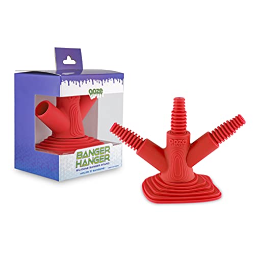 Ooze Silicone Banger Stand - Scarlet - Holds Multiple Bangers - Includes Removable Adapters - Glass & Quartz Nail Display Stands
