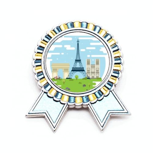 Médaille de vainqueur broche Tour Eiffel en métal avec finition illustration de monument