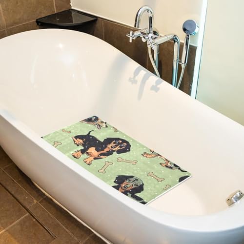 Tapis de bain teckel à séchage rapide : format extra long et absorbant