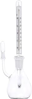 Glass Density Bottle Pycnometer with Thermometer Flat Bottom Specific Gravity Bottle Clear Measuring Container Lab Experiment Glassware 25ml
