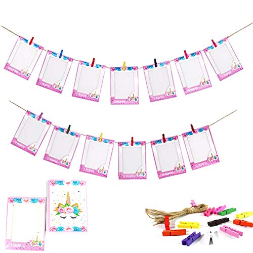 Decoración para fiesta de primer cumpleaños de bebé niña, pancarta de fotos de unicornio de 12 meses, pancarta de fotos para fiesta de primer cumpleaños, guirnalda de banderines, decoración de baby