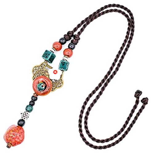 Collar de Mujer, Cadena de suéter, Collar de Punto étnico Retro Largo, Collar Ajustable, Collar de Bohemia, Cadena de Cuentas Hechas a Mano, bisutería, bisutería para Esposa, Madre, Hija Cover