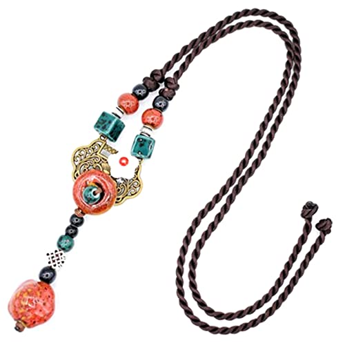 Collana da donna, catena per maglione, collana a maglia etnica lunga retrò, collana regolabile, collana bohémien, catena in rilievo fatta a mano, bigiotteria, bigiotteria per moglie, madre, figlia