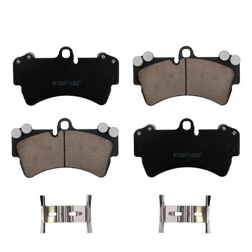 Image of Detroit Axle - Brake Pads for 2007-2015 Audi Q7, 2003-2010 Porsche Cayenne, 2004-2010 VW Touareg, Front and Rear Ceramic Brake Pads w /Hardware Replacement