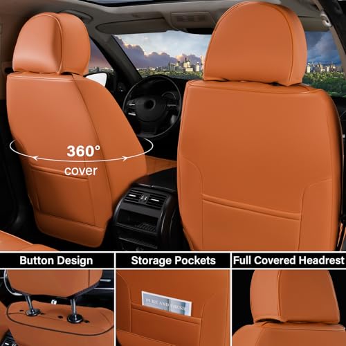 Image of Coverado Front Seat Covers, Car Seat Covers Front Seats, Leather Seat Covers for Cars, Automotive Seat Covers Car Seat Protector Car Accessories Fit for Most Sedans SUV Pick-up Truck(Black&Brown)