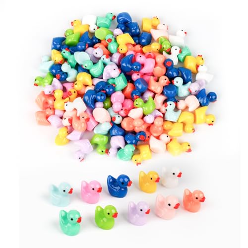 BigKego 100 Stück Mini Enten Harz Kleine Bunte Enten Miniatur Deko...