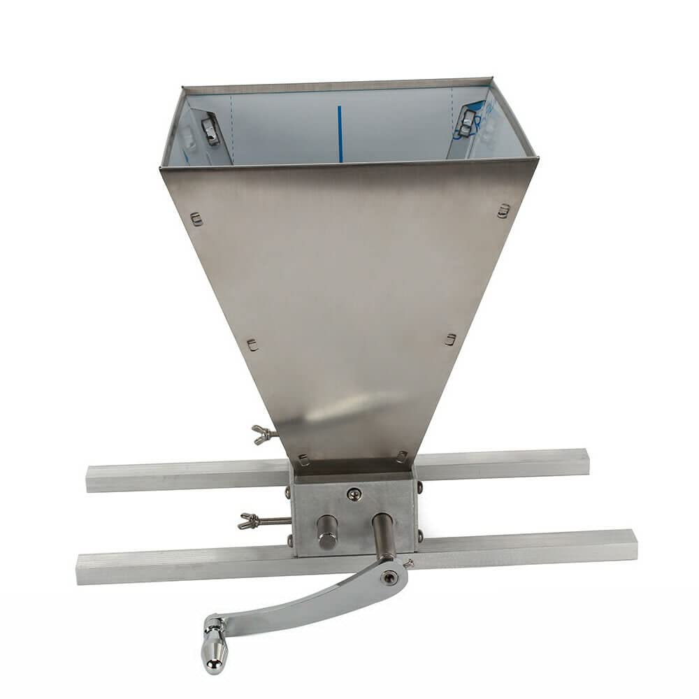 Homebrew Grain Mill 2 Stainless Steel Rollers Manual Malt Mill Crusher Barley Grain Grinder 4L Malted Grain Mill Integral Drive Shaft and Axles for Homebrew Beer Mill