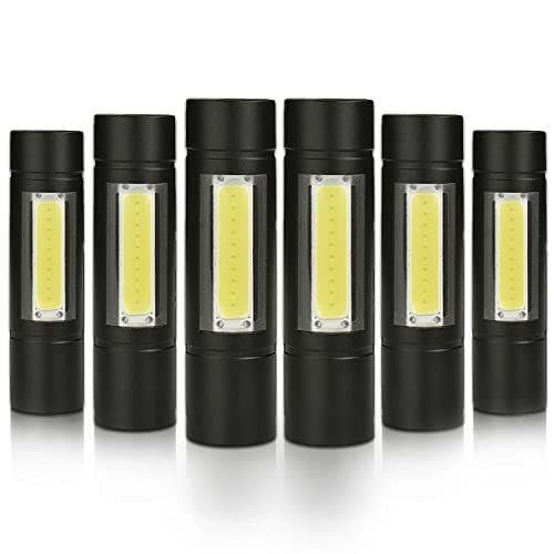 MODOAO COB LED Flashlights,Ultra Bright 4 Modes Zoomable Mini Handheld Torch,Waterproof Pocket Lights Adjustable Focus Handheld Flashlight (6 Pack)