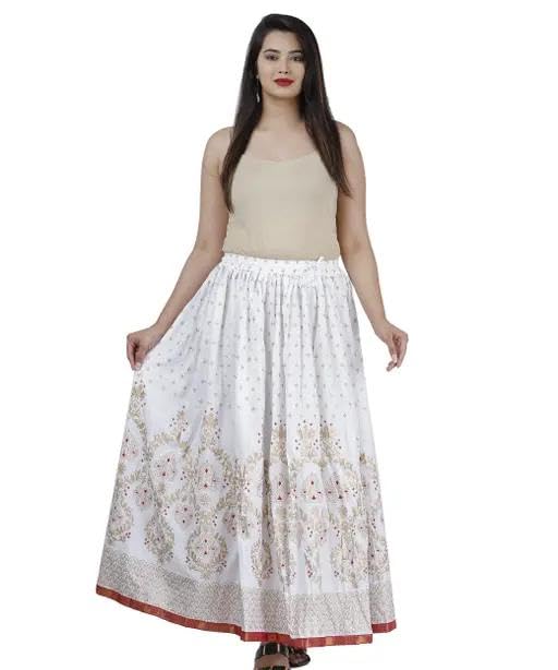 Flared Navy Blue Skirt for Women – Printed Rayon A-Line Style-image-39