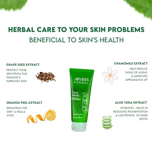 Image of Jovees Herbal Grape Face Wash With Grape Seed & Orange Peel Extracts | For Brighter & Glowing Skin | Reduces Uneven Skin Tone & Fine Lines | For Men & Women 50 ml