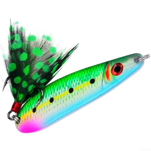 Señuelo de pesca con cuchara de hundimiento, aleación de zinc, 19 g, con vibración y ojos 3D para uso en aguas profundas y precisión de fundición (E)