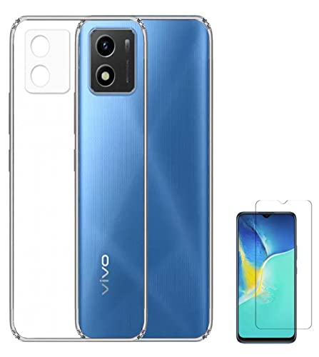Image of Transparent Soft Silicone TPU Flexible Back Cover Compatible with Vivo Y01A and Screen Guard