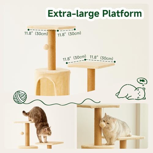 Torre para gato de 52 pulgadas con rascador y hamaca miniatura 5