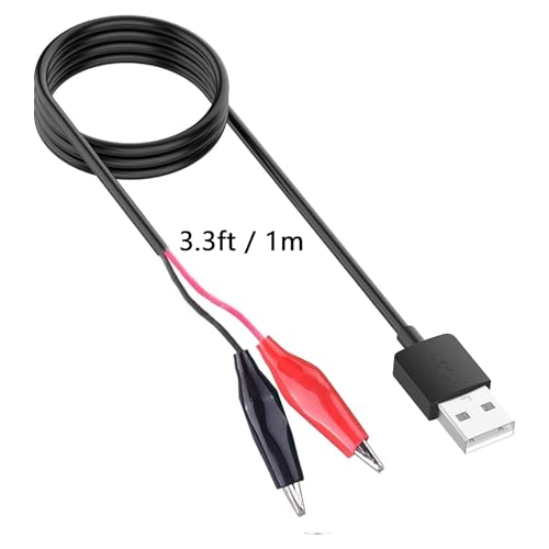 Image of USB to Alligator Clip Adapter Cable Crocodile Clip Jumper Probe to USB Male Test Wre 22AWG Adapter Red and Black Wire Alligator Clip Cable for Testing The Circuit [4pack 3.3FFt / 100cm]