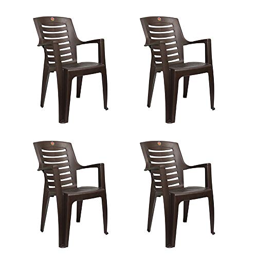 Image of Cello Ultramatt Plastic Full Back Armchair, Set of 4(Pearl Brown)