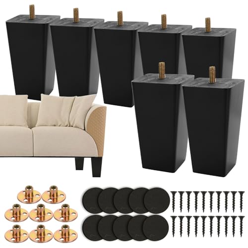 MUXHEL Sofa Legs Set of 8, 10 cm Sofa Feet Wooden Furniture Legs