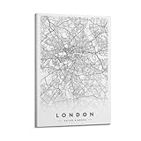 Photo Gallery poster della città di londra con mappa in bianco e nero, stampa moderna su tela, decorazione artistica da parete, 50 x 75 cm, con cornice Photo Gallery poster della città di londra con mappa in bianco e nero, stampa moderna su tela, decorazione artistica da parete, 50 x 75 cm, con cornice