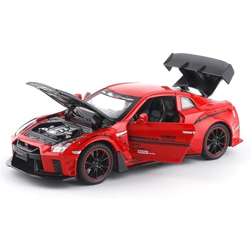 Image of Nissan GTR 1:32 Scale Exclusive Alloy Metal Pull Back Die-cast Car Model with Sound Light Mini Auto Toy for Kids Metal Model Toy Car with Sound and Light (Red)