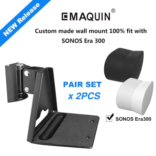 Image of Wall Mounts Brackets-Pair Set(2PCS) for Sonos Era 300 Speaker(Include 2PCS,Swivel and Tilt,Sturdy Metal,Durable Finish,Easy to intall,Compatible with Sonos Era 300,Black Pair)