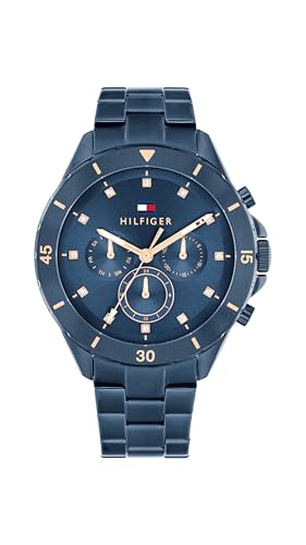 Tommy Hilfiger Multi Zifferblatt Quarz Uhr für Damen mit Blaues Edelstahlarmband - 1782743