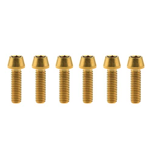 Yaruijia Tornillos de titanio M6 x 10/15/16/18/20/25/30/35/40/45/50/55/60 mm cabeza cónica hexagonal Gr5 Pack de 6 (M6 x 16 mm, dorado) Cover