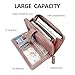 Womens Wallet For Women RFID Wallets Credit Card Holder for Women Blocking Leather Large Capacity Ladies Phone Clutch Travel Long Purse Wristlet Pink
