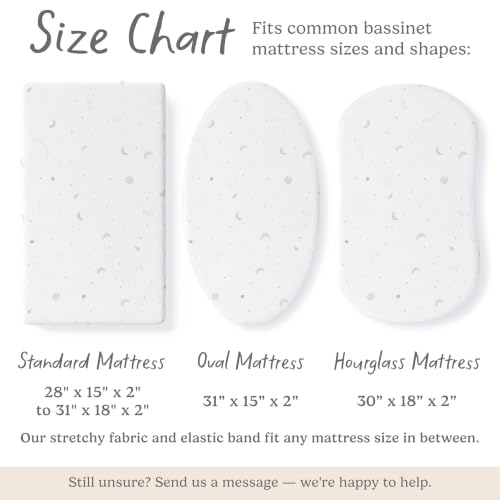 Image of Baby Bassinet Sheets for Boy, Girl (Galaxy, Moon and Stars) 2-Pack - Fitted Bedside Bassinet Sheets - Buttery Soft Cotton Blend for Standard Mattress Pad - Compatible with Halo BassiNest