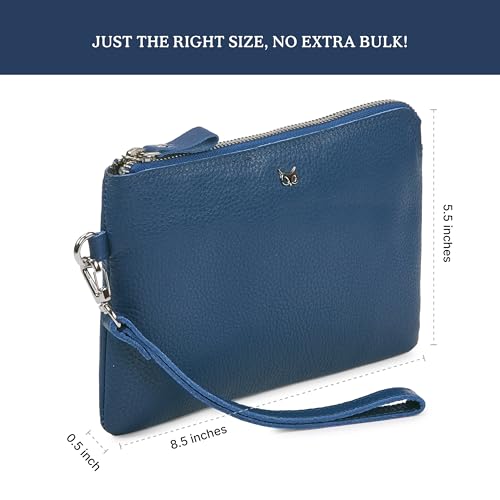 Wise Owl Accessories Genuine Leather Wristlet Wallet for Women Clutch Handbag Purses for Cell Phone Keys Coins Credit Card Slots - Image 4