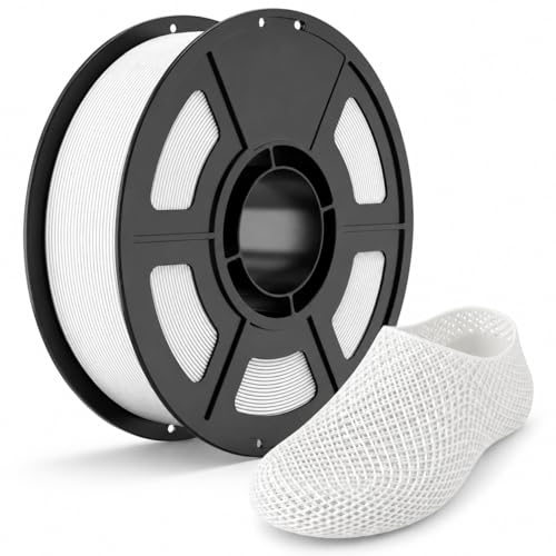 iSANGHU 3D Printer TPU Filament 1.75mm White 85A 3D Printing Filament High Speed Flexible(up to 90mm/s) High Hardness & Resilience TPU Filament 1kg (2.2lbs) TPU for Bambu Lab 3D Printer AMS AMS Lite