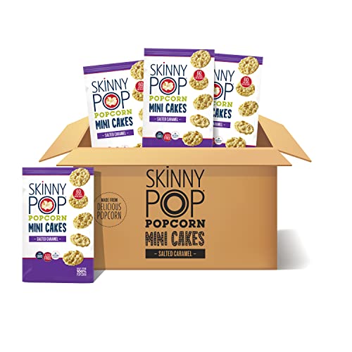 Image of SkinnyPop Salted Caramel Popcorn Mini Cakes, Grocery Size Bags, Skinny Pop, Healthy Popcorn Snacks, Gluten Free, 5oz (Pack of 4)