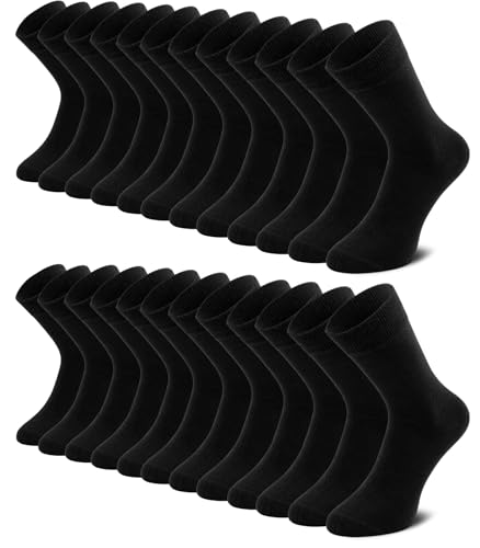 QINCAO 10 Paar Socken Herren Damen Baumwolle Herrensocken Schwarz Sport Socks Atmungsaktive,L