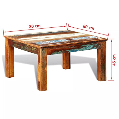 Festnight Rustic Coffee Table Reclaimed Wood Sofa And Couch End Side Table For Living Room Home Furniture (Square) #TOP1