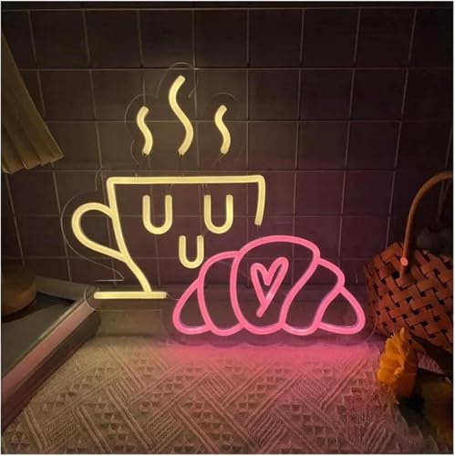 Néon décoratif Café et Pain - Luminaire d'ambiance chaleureuse pour réveils doux en famille