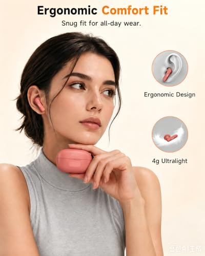 Image of AOC Wireless Earbuds, Bluetooth 6.0 Earbuds with Noise Cancelling Clear Call Pure Sound Bass 45hrs Playtime Bluetooth Earphones with LED Display Light Weight Dual EQ System for Phones /Laptop /Sports