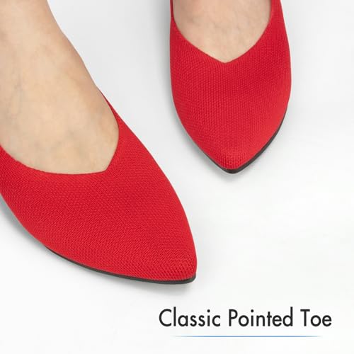 Image of ATHMILE Pointed Toe Flats for Women Comfortable Knit Ballet Flats Shoes | Slip-on Lightweight Dressy Work Shoes Machine Washable Womens Flats for Work Office Business Casual Wedding