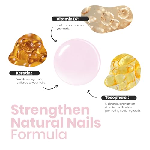 Image of Beetles Nail Strengthener, Pink Shine Nail Concealer Air Fast Dry | Natural Nail Hardener and Growth Treatment for Thin Damaged Nails Imperfection Masking 15ML Gifts for Women