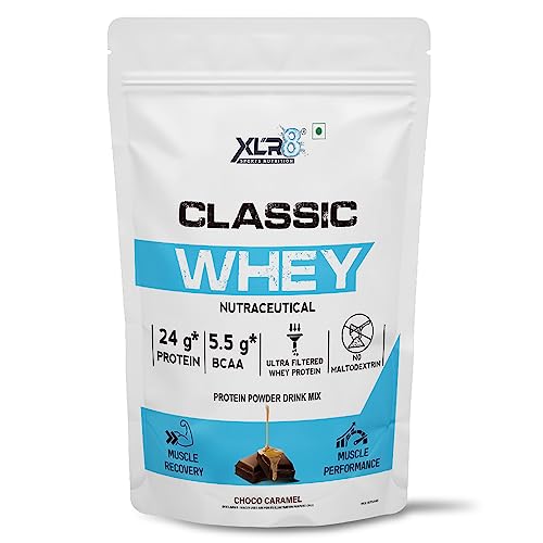 Image of XLR8 Classic Whey Protein Powder, 24 g Protein, 5.5 BCAA, No Maltodextrin (907 g Choco Caramel)
