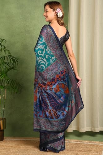 Image of MIRCHI FASHION Saree for Woman Chiffon Kalamkari Design | Professional Office Wear Lightweight Sari for All-Day Comfort with Blouse (Available in 15 Colors)