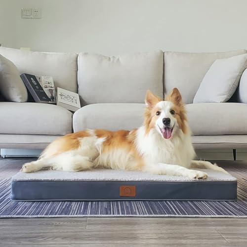 Image of Sunheir Washable Large Dog Bed Covers Soft Plush Replacement, Waterproof Dog Bed Liner, Pet Bed Cover with Zipper 24x16x3 Inches, Grey, Cover Only
