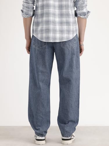 Image of WROGN Men's Cotton Jeans | Mid Rise | Loose Fit