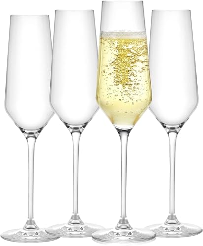 Image of Champagne Flute Glass, Wine Glass, Clear, 250 ml, Long Steam Lead Free Champagne Glasses Set of 2 (Long Wine Glass $.., 2)