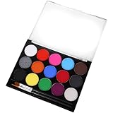 KIMHOME Kinderschmink-Set mit 15 Farben, abwaschbare und sichere Make-up-Palette für Kinder-Körperkunst, ideal für Halloween, Weihnachten, Karneval, Valentinstag